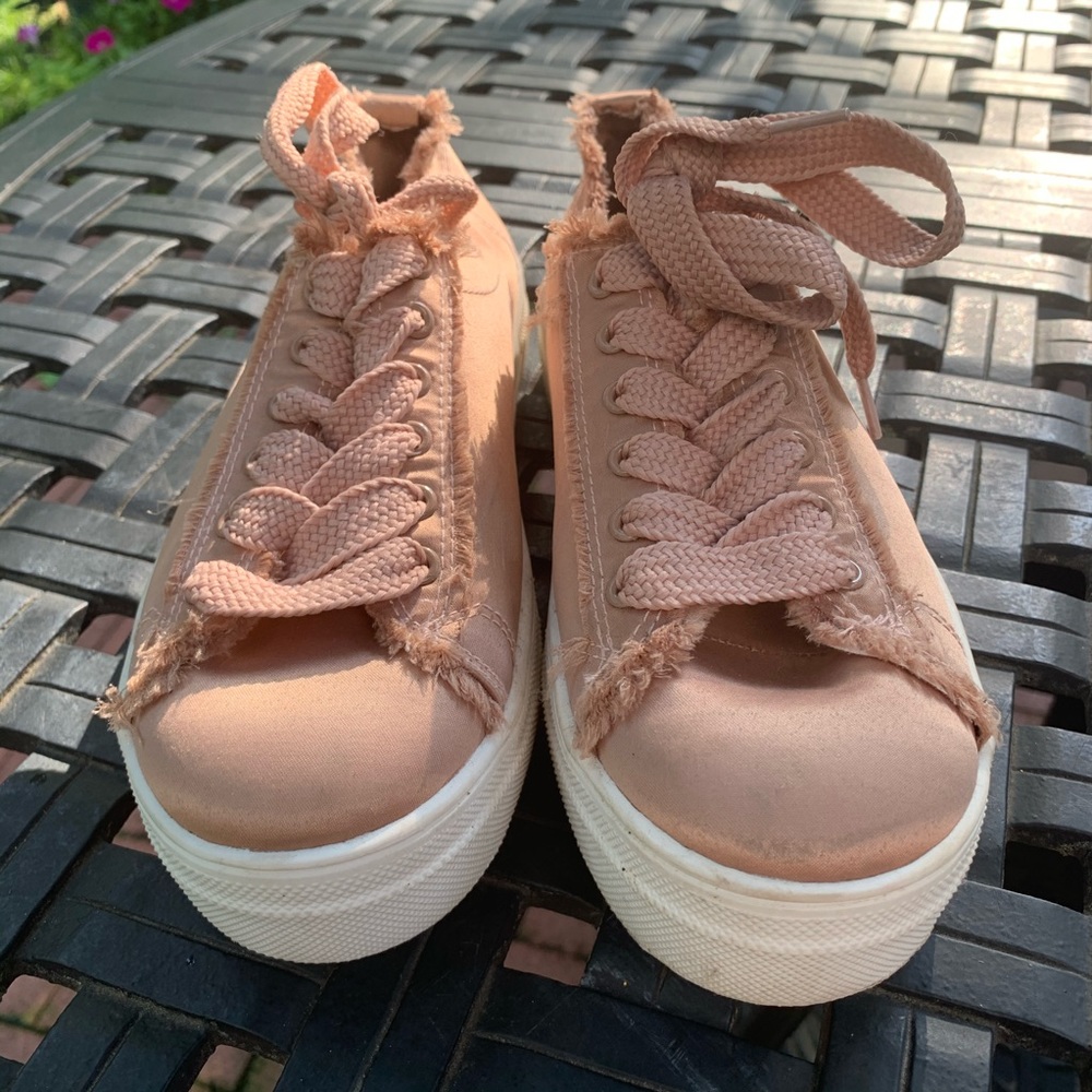 Faux Silk Sneakers w/White Chunky Bottom